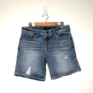 Lucky Brand shorts womens 4/27 Denim the roll up Button Fly Med Wash Distressed